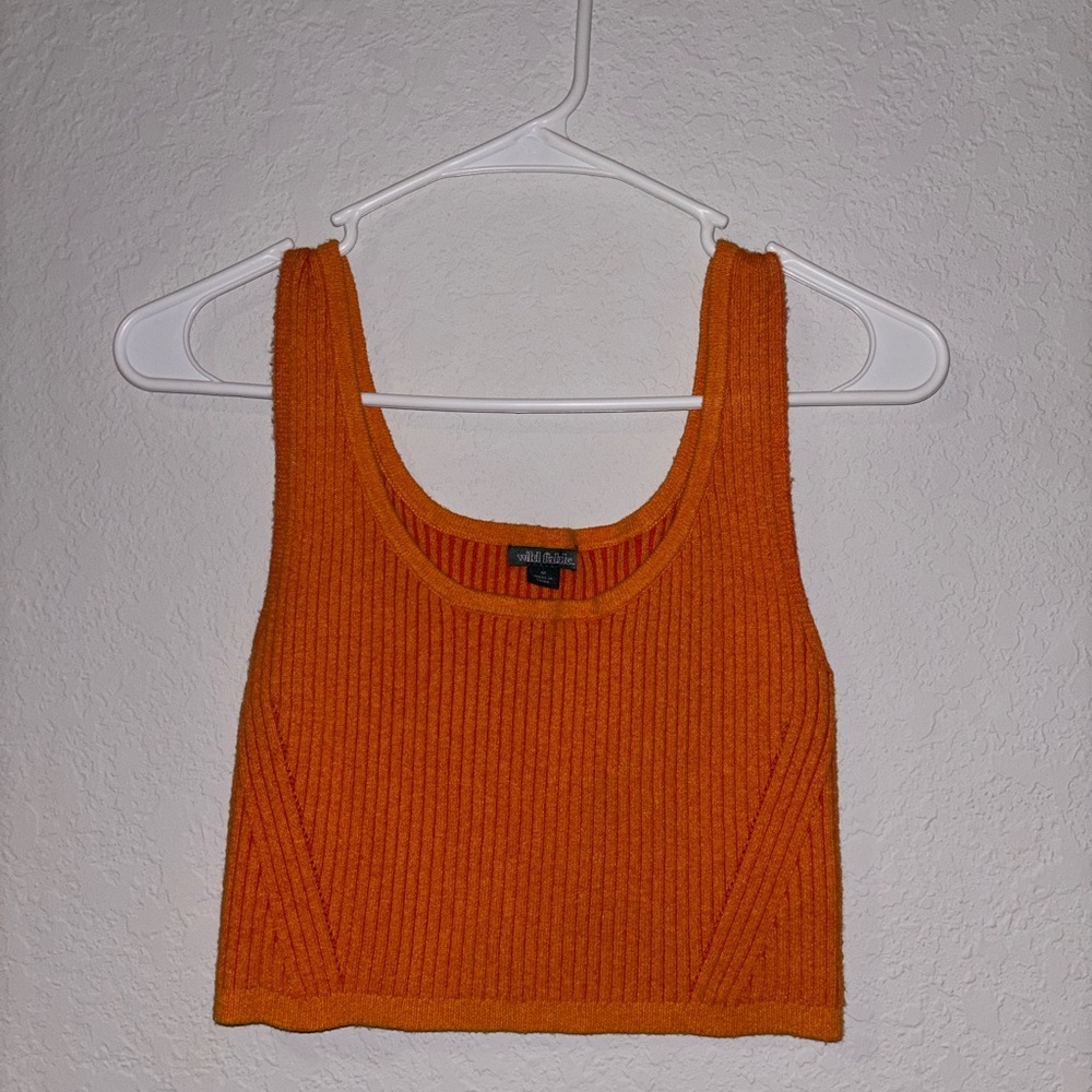Wild Fable Orange Ribbed Knit Crop Top